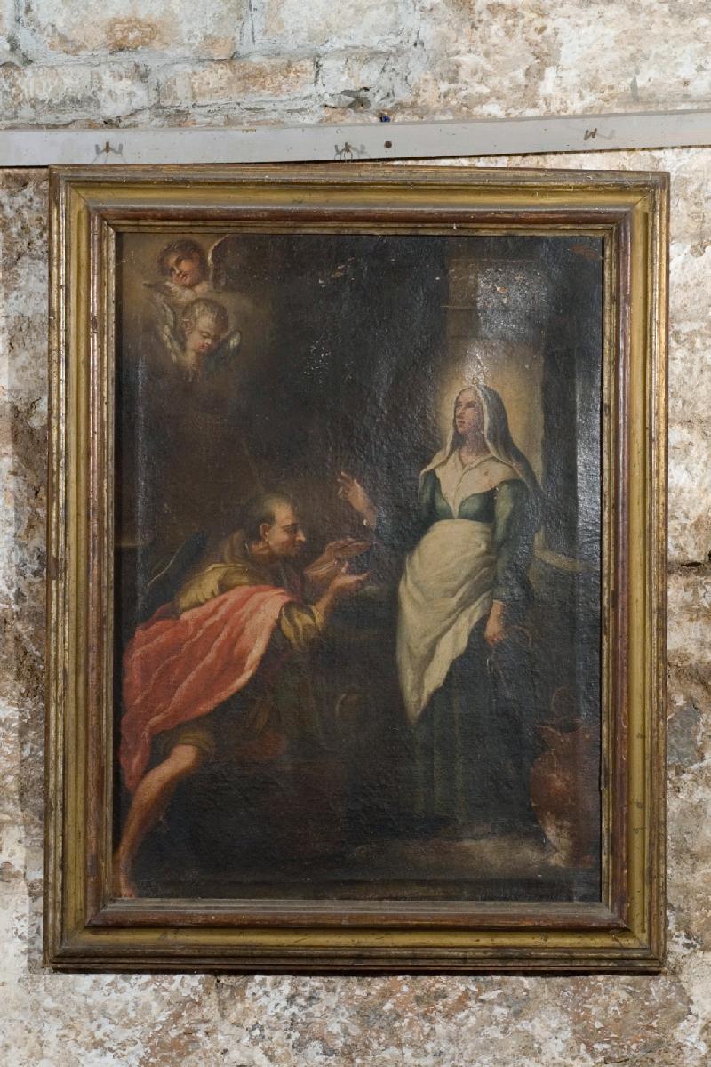 13-Bottega toscana sec. XVIII, Dipinto raffigurante Santa Zita e mendicante-beweb